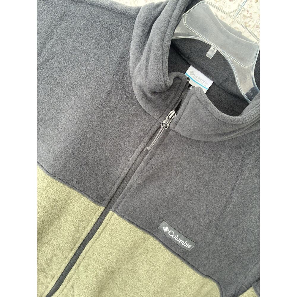 Columbia Mens Full Zip Fleece Jacket Gray Green Two Tone Basin Trail XXL